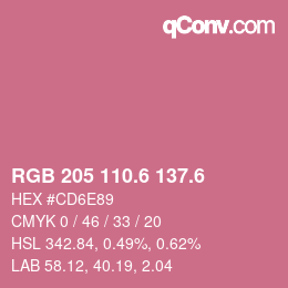カラーコード: RGB 205 110.6 137.6 | qconv.com