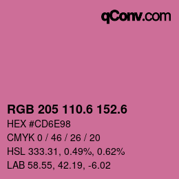 カラーコード: RGB 205 110.6 152.6 | qconv.com