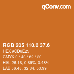カラーコード: RGB 205 110.6 37.6 | qconv.com