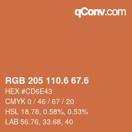 カラーコード: RGB 205 110.6 67.6 | qconv.com