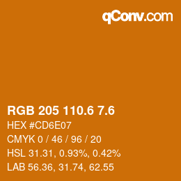 カラーコード: RGB 205 110.6 7.6 | qconv.com