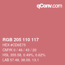 颜色代码: RGB 205 110 117 | qconv.com