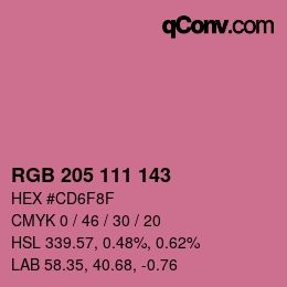 Color code: RGB 205 111 143 | qconv.com