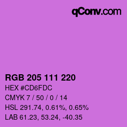 カラーコード: RGB 205 111 220 | qconv.com