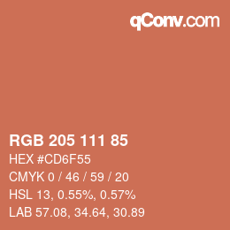 Color code: RGB 205 111 85 | qconv.com