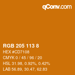 Color code: RGB 205 113 8 | qconv.com