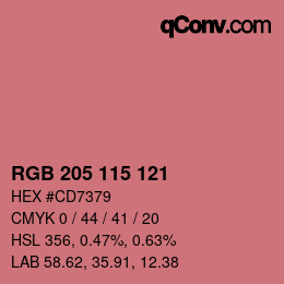 カラーコード: RGB 205 115 121 | qconv.com