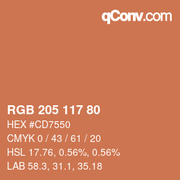 Código de color: RGB 205 117 80 | qconv.com