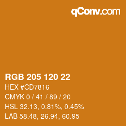 カラーコード: RGB 205 120 22 | qconv.com