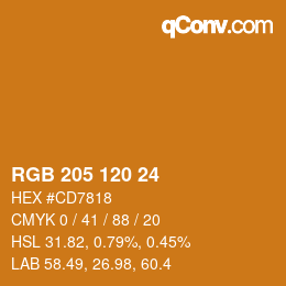 カラーコード: RGB 205 120 24 | qconv.com