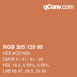 Color code: RGB 205 120 80 | qconv.com