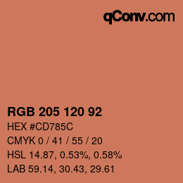 Color code: RGB 205 120 92 | qconv.com