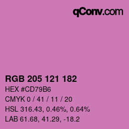 Color code: RGB 205 121 182 | qconv.com