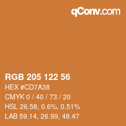 颜色代码: RGB 205 122 56 | qconv.com