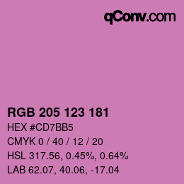 Color code: RGB 205 123 181 | qconv.com