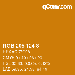 Color code: RGB 205 124 8 | qconv.com