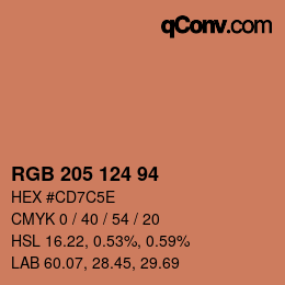 Code couleur: RGB 205 124 94 | qconv.com