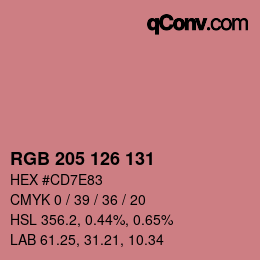 カラーコード: RGB 205 126 131 | qconv.com