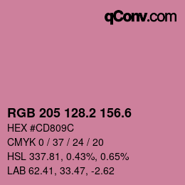 カラーコード: RGB 205 128.2 156.6 | qconv.com