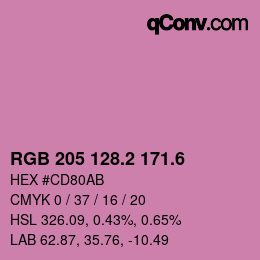 カラーコード: RGB 205 128.2 171.6 | qconv.com