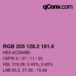 カラーコード: RGB 205 128.2 181.6 | qconv.com