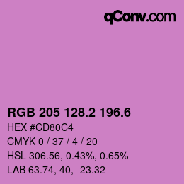 カラーコード: RGB 205 128.2 196.6 | qconv.com