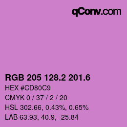 カラーコード: RGB 205 128.2 201.6 | qconv.com