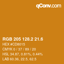 カラーコード: RGB 205 128.2 21.6 | qconv.com