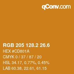 カラーコード: RGB 205 128.2 26.6 | qconv.com
