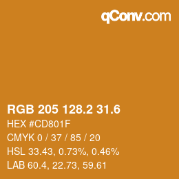 カラーコード: RGB 205 128.2 31.6 | qconv.com