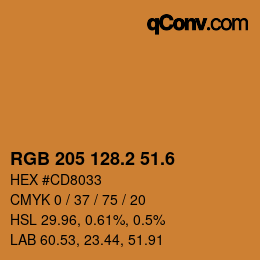 カラーコード: RGB 205 128.2 51.6 | qconv.com