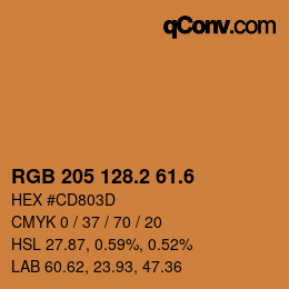 カラーコード: RGB 205 128.2 61.6 | qconv.com