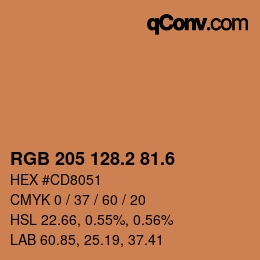 カラーコード: RGB 205 128.2 81.6 | qconv.com