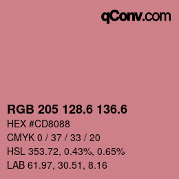 カラーコード: RGB 205 128.6 136.6 | qconv.com