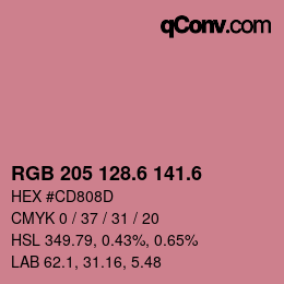 カラーコード: RGB 205 128.6 141.6 | qconv.com