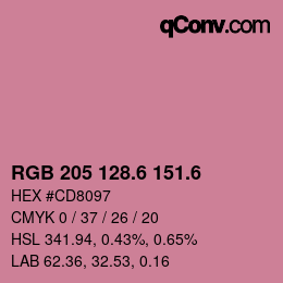 カラーコード: RGB 205 128.6 151.6 | qconv.com