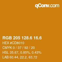 カラーコード: RGB 205 128.6 16.6 | qconv.com