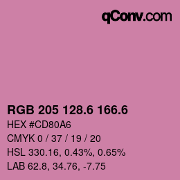 カラーコード: RGB 205 128.6 166.6 | qconv.com