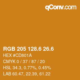 カラーコード: RGB 205 128.6 26.6 | qconv.com