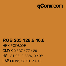 カラーコード: RGB 205 128.6 46.6 | qconv.com