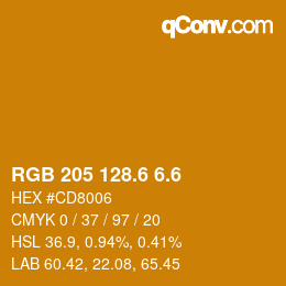 カラーコード: RGB 205 128.6 6.6 | qconv.com