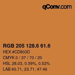 カラーコード: RGB 205 128.6 61.6 | qconv.com