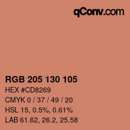 Color code: RGB 205 130 105 | qconv.com