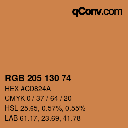 Color code: RGB 205 130 74 | qconv.com