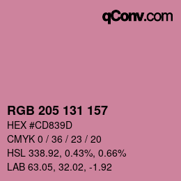 Color code: RGB 205 131 157 | qconv.com