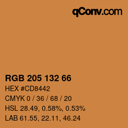 Farbcode: RGB 205 132 66 | qconv.com