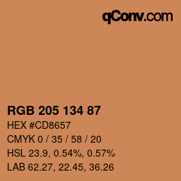 カラーコード: RGB 205 134 87 | qconv.com