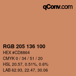 Color code: RGB 205 136 100 | qconv.com