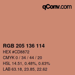 Color code: RGB 205 136 114 | qconv.com