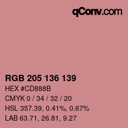 Color code: RGB 205 136 139 | qconv.com
